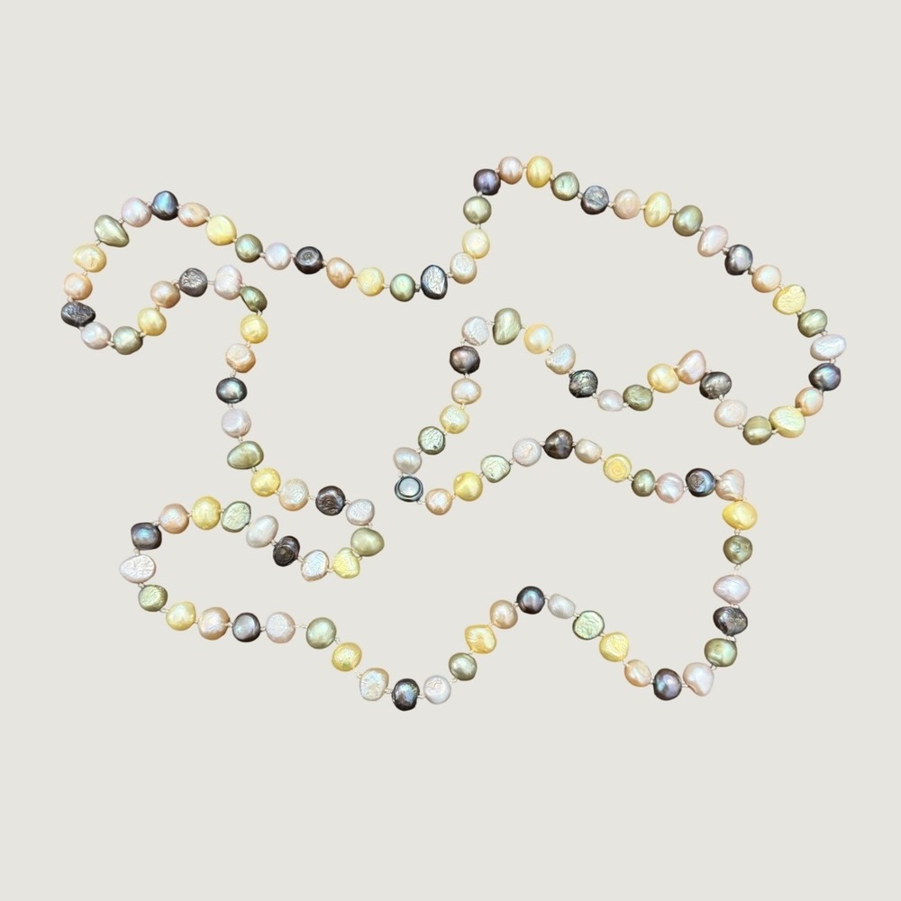 Unbranded Baroque Pearl Necklace Womens‎ OS Multicolor Long Knotted Strand